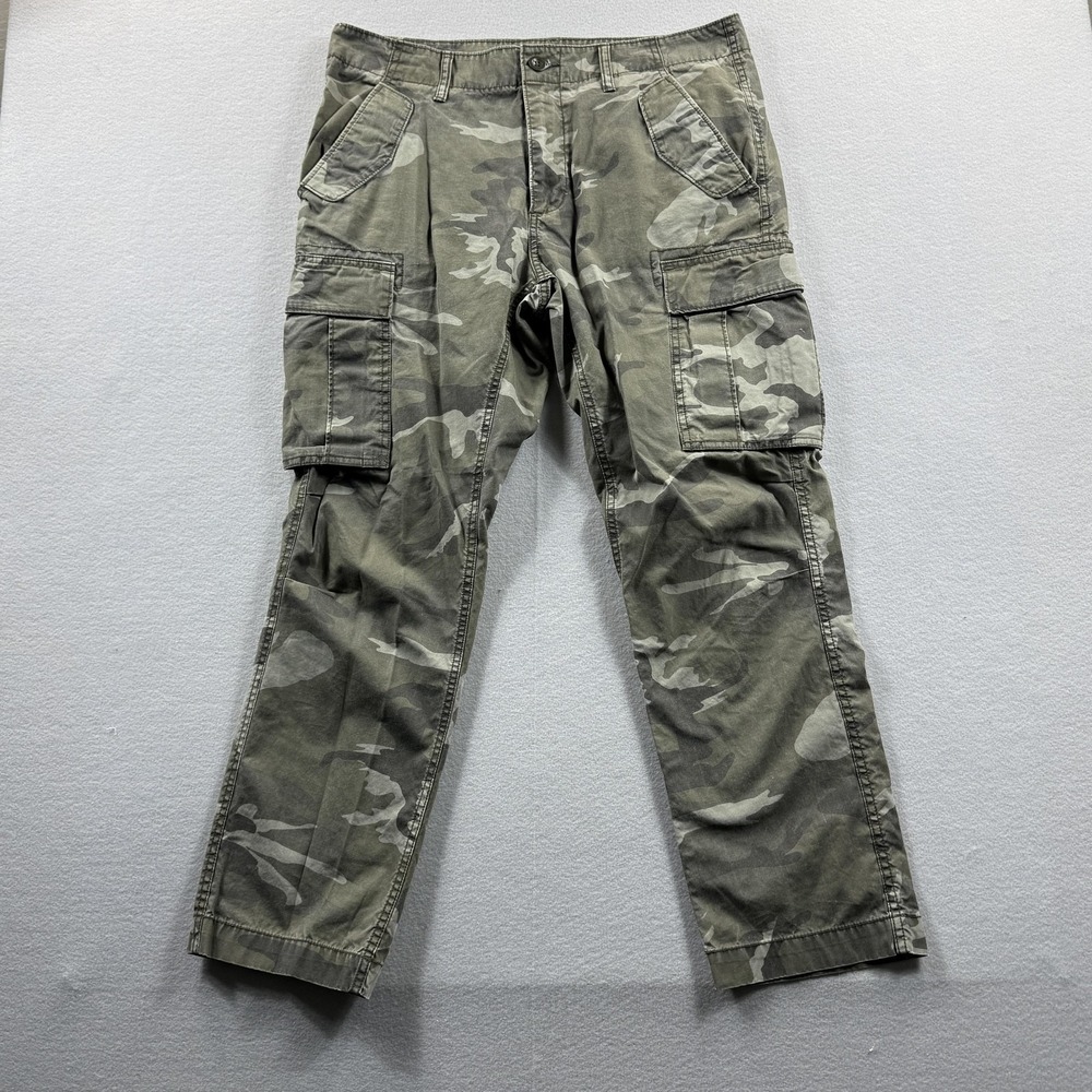 Old Navy Cargo Pants Mens 34x30 Fit 36x28 Green Camouflage Straight Leg Workwear